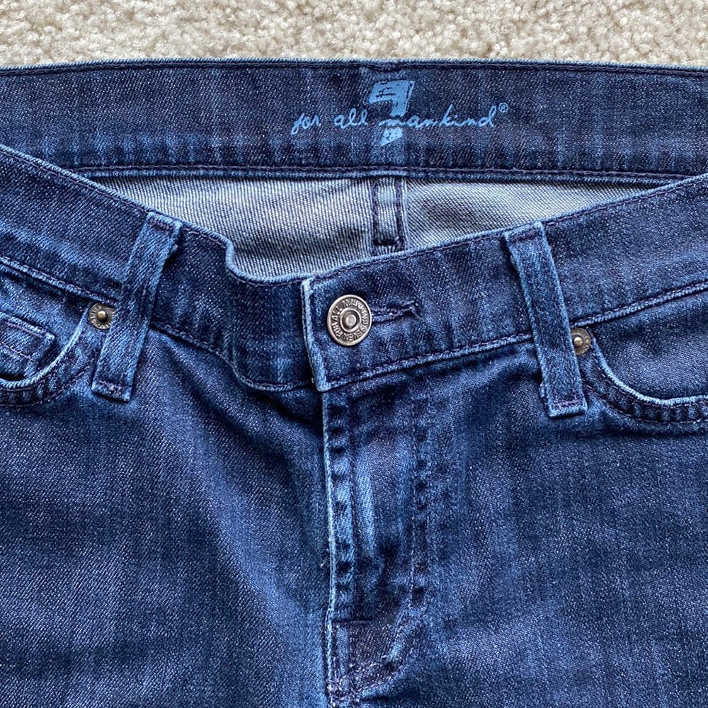 Sz 28 7 for all mankind dark denim capris low rise zippered hem